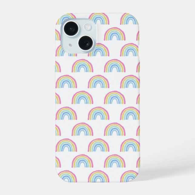 Coque iPhone 15 Motif arc-en-ciel Pastel (Verso)
