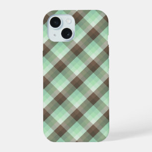 Coque iPhone 15 Motif bloc de couleur menthe chocolat rayures carr