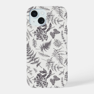 Coque iPhone 15 Motif botanique et papillon vintage