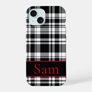 Coque iPhone 15 Motif carreaux noir blanc classique