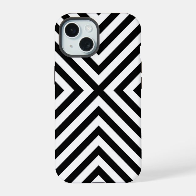 Coque iPhone 15 Motif Chevron Abstrait moderne (Verso)