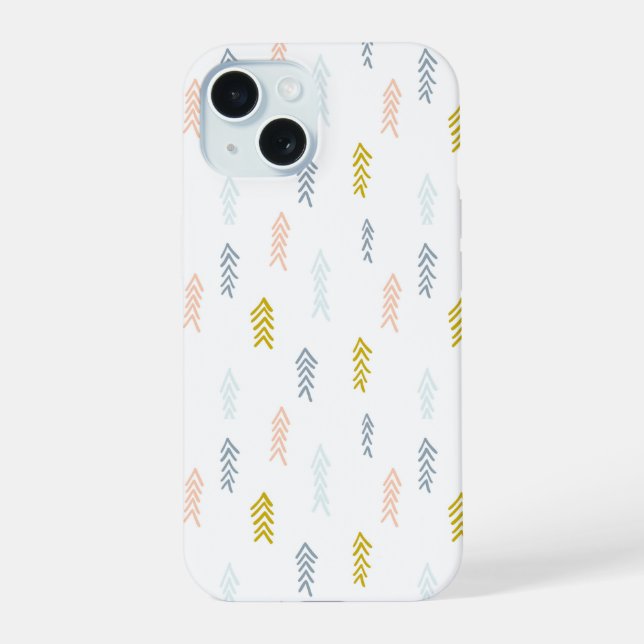 Coque iPhone 15 Motif Chevron Aquarelle Douce (Verso)
