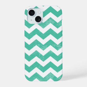 Coque iPhone 15 Motif chevron bleu blanc usé décontracté