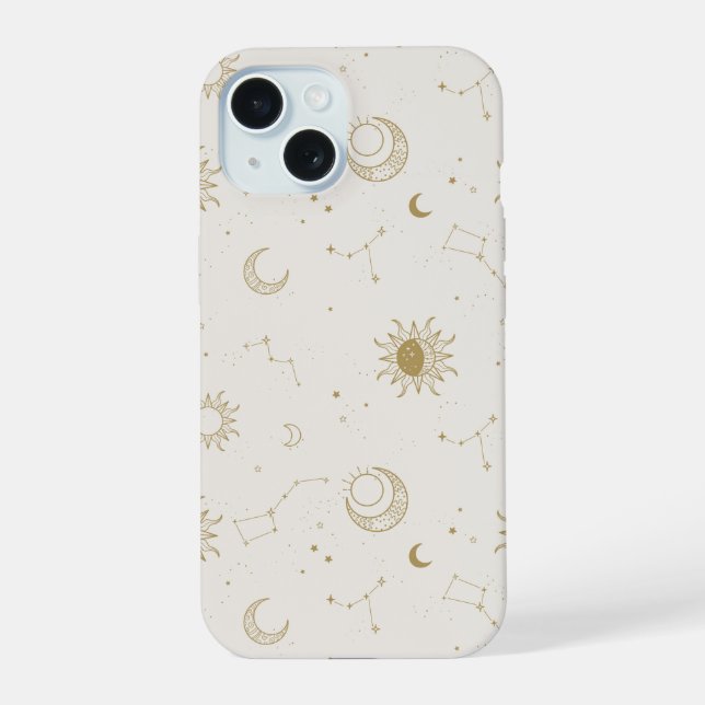 Coque iPhone 15 Motif Constellation de style vintage (Verso)