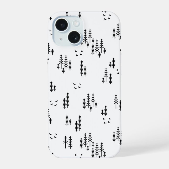 Coque iPhone 15 Motif d'art de Forest Line (Verso)