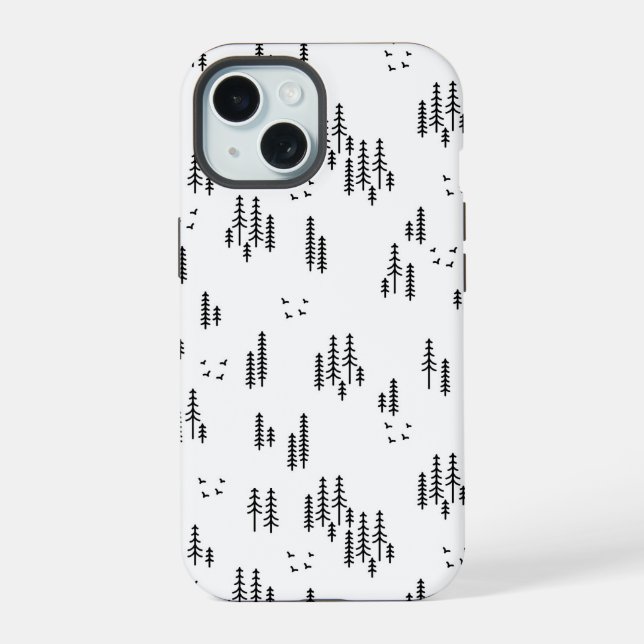 Coque iPhone 15 Motif d'art de Forest Line (Verso)