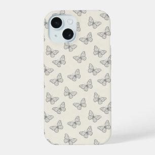 Coque iPhone 15 Motif d'art en ligne de papillon