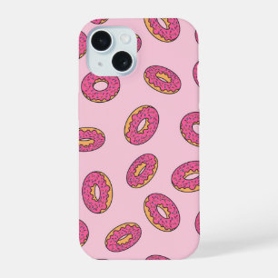 Coque iPhone 15 Motif de beignet saupoudré rose