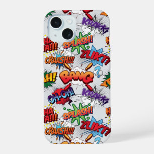 Coque iPhone 15 Motif de bulles de super-héros