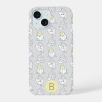 Motif de chat mignon Kawaii gris jaune monogramme