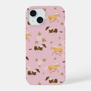 Coque iPhone 15 Motif de cheval floral vintage