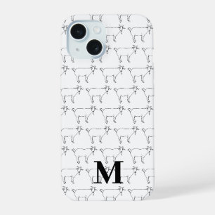 Coque iPhone 15 Motif de chèvre mignon noir et blanc