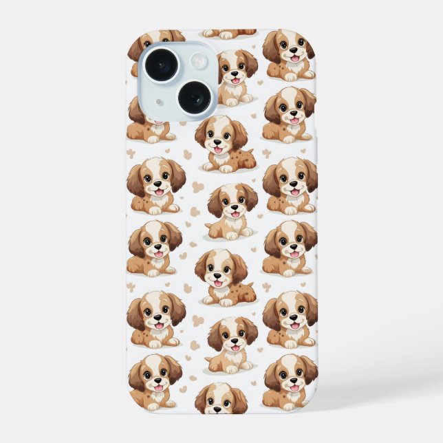 Coque iPhone 15 Motif de chiot mignon (Verso)