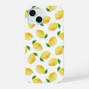Coque iPhone 15 Motif de citron à l'aquarelle