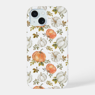 Coque iPhone 15 Motif de citrouille à l'aquarelle d'automne
