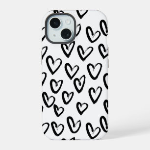 Coque iPhone 15 Motif de cœur en coup de pinceau