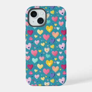 Coque iPhone 15 Motif de coeur mignon coloré