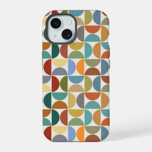 Coque iPhone 15 Motif de demi-cercles MCM couleur sur crème