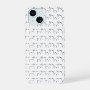 Coque iPhone 15 Motif de dessin simple de chèvre noir et blanc