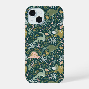 Coque iPhone 15 Motif de dinosaure vert