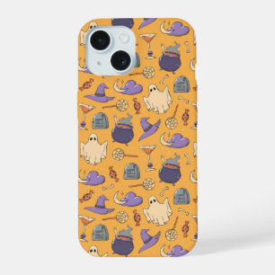 Coque iPhone 15 Motif de fantômes et sorcières ludiques pour Hallo