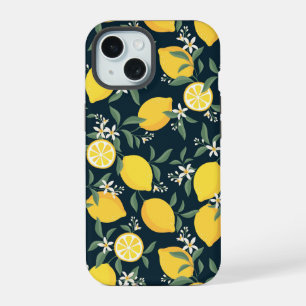 Coque iPhone 15 Motif de feuille jaune citron