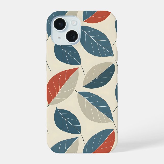Coque iPhone 15 Motif de feuille moderne (Verso)