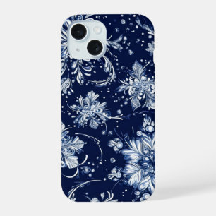 Coque iPhone 15 Motif de fleur de neige d'hiver