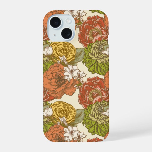 Coque iPhone 15 Motif de fleurs du jardin (Verso)