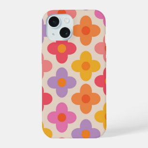 Coque iPhone 15 Motif de fleurs hippies colorées rétro