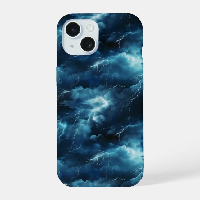 Coque iPhone 15 Motif de foudre d'orage (Verso)