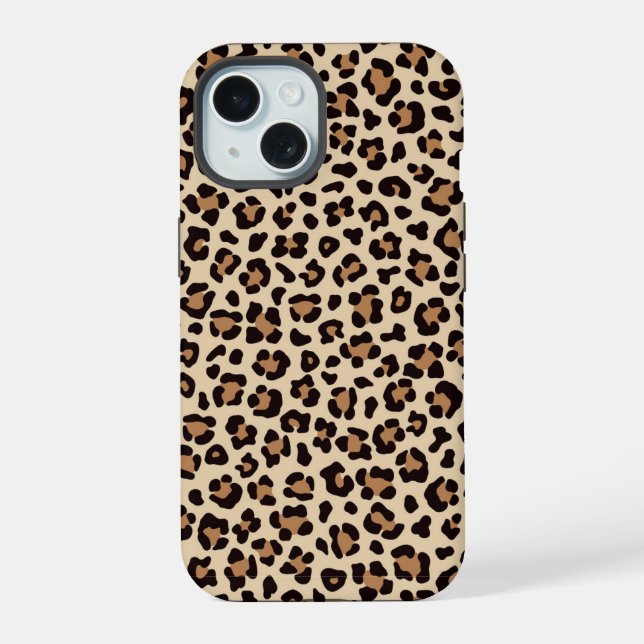 Coque iPhone 15 Motif de fourrure léopard (Verso)