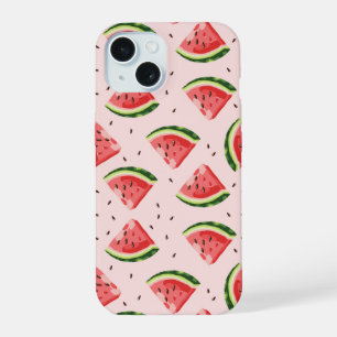 Coque iPhone 15 Motif de fruit de pastèque à l'aquarelle