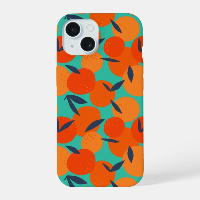 Coque iPhone 15 Motif de fruit orange abstrait (Verso)