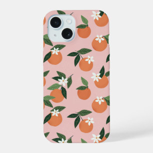 Coque iPhone 15 Motif de jus d'orange pêche