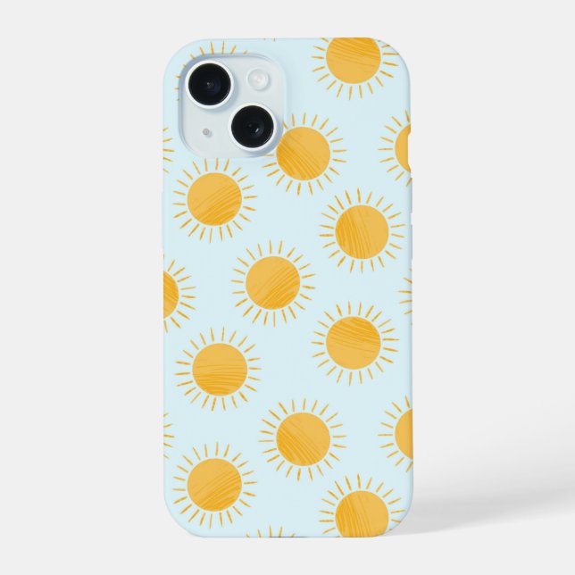 Coque iPhone 15 Motif de la journée du Doodle Sunshine (Verso)