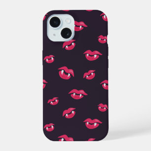 Coque iPhone 15 Motif de lèvres et de crocs de vampire cool