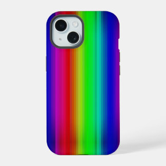 Coque iPhone 15 Motif de ligne de rayure de peinture arc-en-ciel v