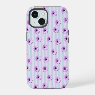 Coque iPhone 15 Motif de marguerite bleue et violette