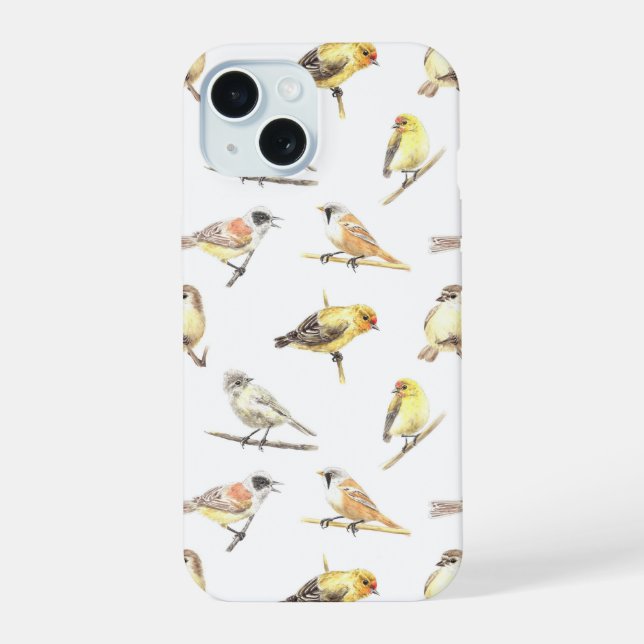 Coque iPhone 15 Motif de mésanges (Verso)
