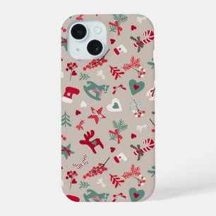 Coque iPhone 15 Motif de Noël esthétique Arbre Bonbon