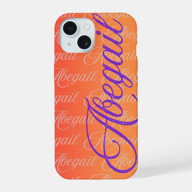 Coque iPhone 15 Motif de nom extensible Abegail (Verso)