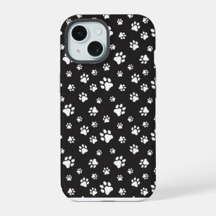 Coque iPhone 15 Motif de pattes noir et blanc
