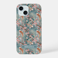 Motif de poisson Koi Sakura japonais Monogrammé