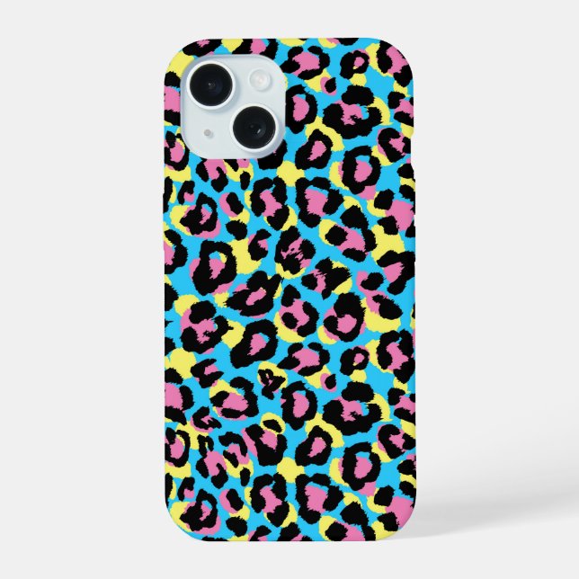 Coque iPhone 15 Motif de Spots Neon Leopard (Verso)
