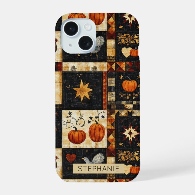 Coque iPhone 15 Motif de surface composée d'art populaire primitif (Verso)
