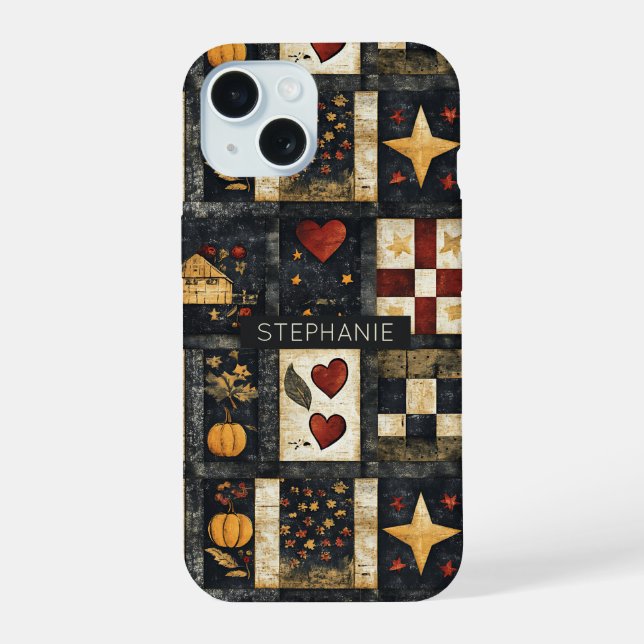 Coque iPhone 15 Motif de surface composée d'automne principal | Ré (Verso)