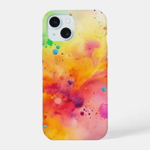 Coque iPhone 15 Motif de taches d'aquarelle abstraite vibrant