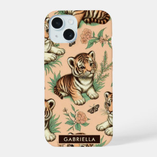 Coque iPhone 15 Motif de tigre de bébé Vintage