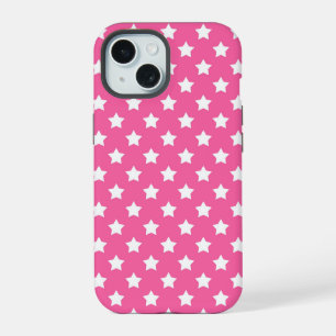 Coque iPhone 15 Motif décoratif d'étoiles blanches roses